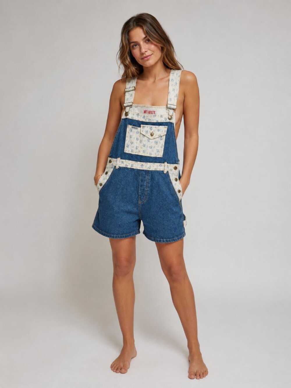 Vintage Not Guilty 90s Y2k Denim Shorteralls Overalls Size Small